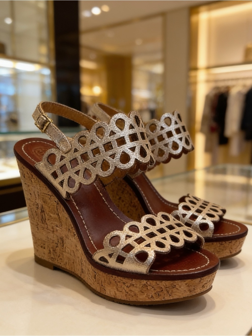 Tory Burch Nori laser cut wedge sandals